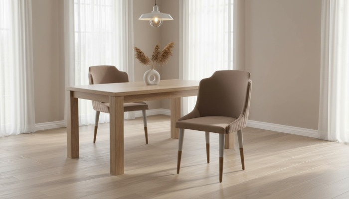 Brown dining chairs group kitchen chairs 6-piece fabric chairs dining room