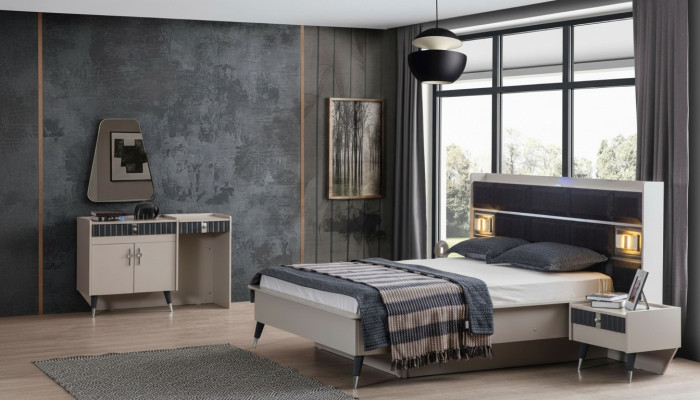 Bedroom set luxury bed designer dressing table console 5-piece set