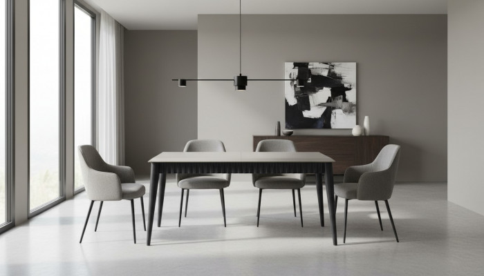 Gray dining table sturdy dining room designer wooden table luxurious furniture