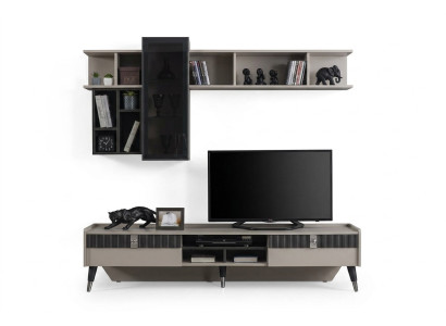 Living room set designer RTV stand luxury wood shelves coffee table 3-piece set