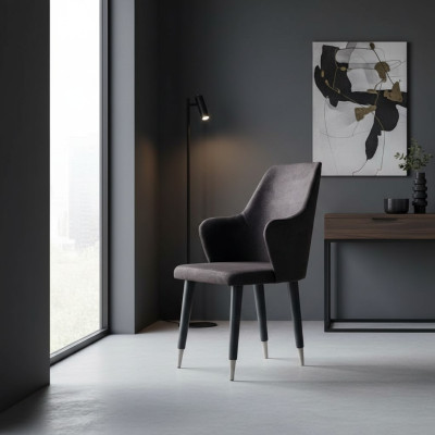 Gray Dining Room Chair Set Designer Upholstered Chairs 6-piece Textile Chairs