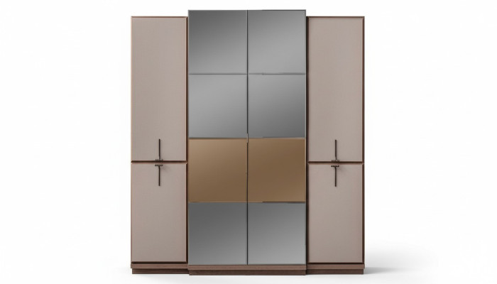 Beige bedroom wardrobe designer wooden wardrobe glass cabinet new