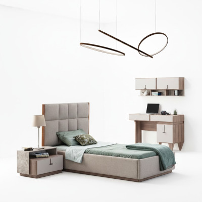 Children's room furniture designer single bed wood nightstand desk 4-piece set