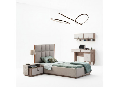 Children's room furniture designer single bed wood nightstand desk 4-piece set