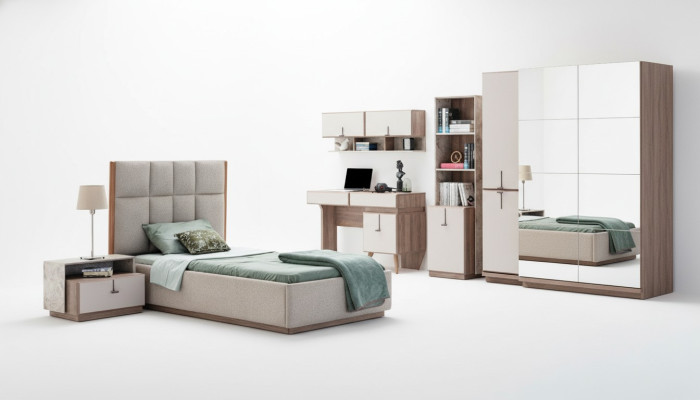 Complete children's room set luxury bed, 1x nightstand, bookshelf