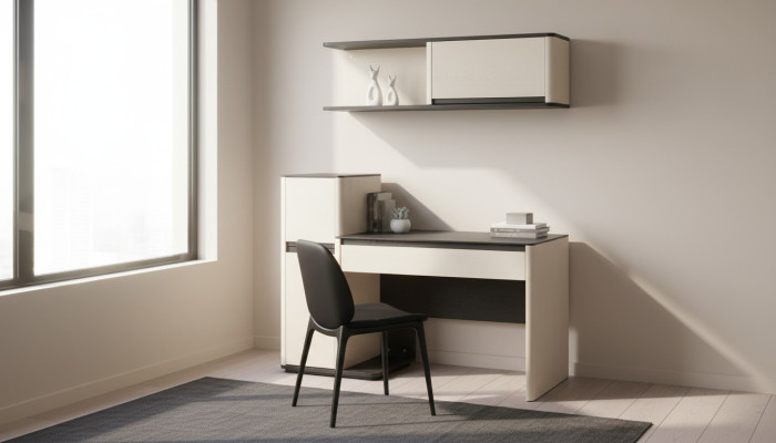 White modern desk designer children's computer desk wall cabinet