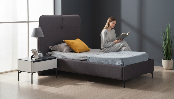 Gray children's furniture designer children's bed wood nightstand luxury set