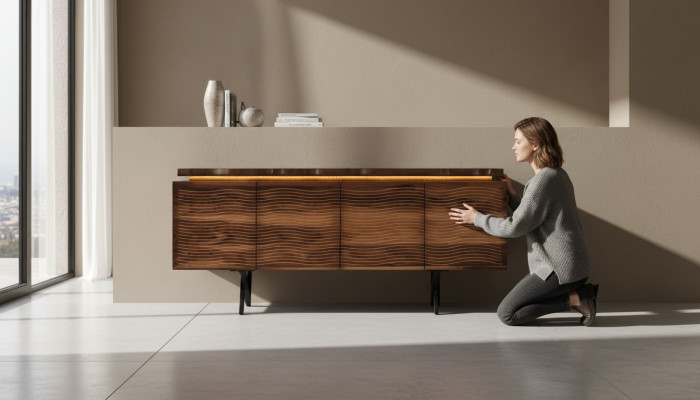 Designer brown wooden dresser luxurious sideboard dining room wooden cabinet