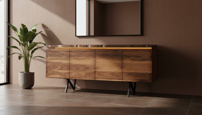 Designer brown wooden dresser luxurious sideboard dining room wooden cabinet