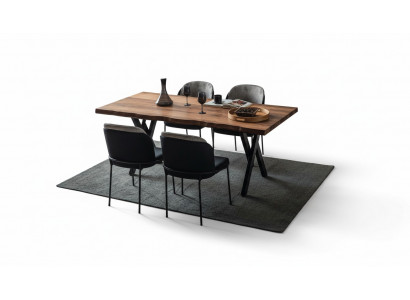 Exclusive wooden dining table, modern 6x upholstered chairs, dining room set