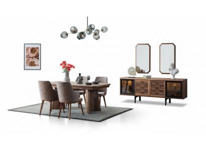 Stylish dining set exclusive wooden table designer sideboard chairs 10-piece