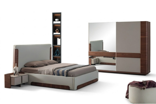 Graceful bedroom furniture luxury upholstered bed designer wardrobe