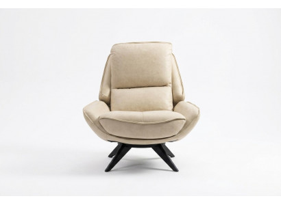 Beige leather armchair living room club chair design single seater elegant furniture
