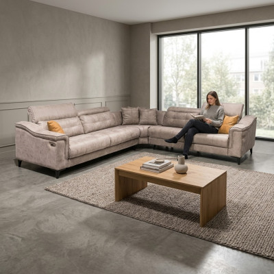 Robust gray corner sofa living room L-shaped leather sofa designer couches