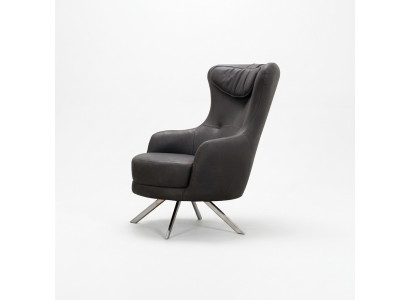 Black leather armchair wingback chair living room luxurious single-seater furniture