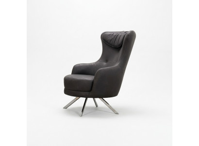 Black leather armchair wingback chair living room luxurious single-seater furniture