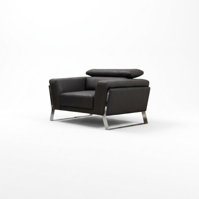 Living room black armchair club chair recliner metal single seater new