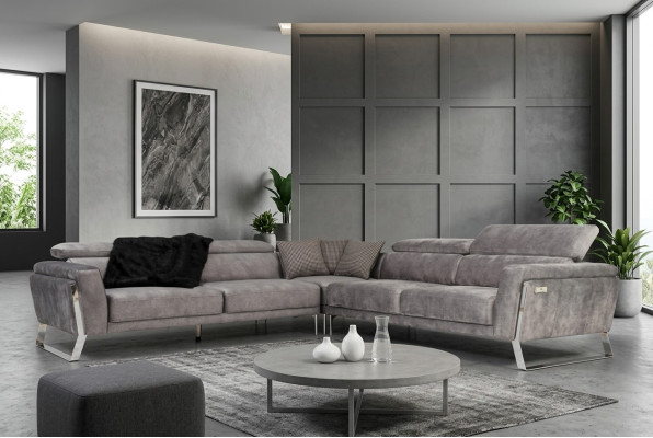 Gray living room corner sofa L-shaped couch large fabric sofa luxury furniture new
