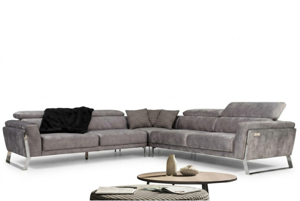 Gray living room corner sofa L-shaped couch large fabric sofa luxury furniture new