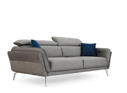 Gray fabric sofa luxurious upholstered couch modern three-seater textile furniture