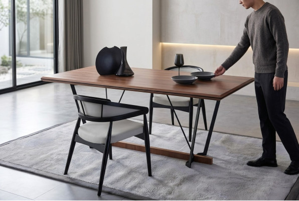 Dining table dining room table table dining room wooden table brown wood 180 cm
