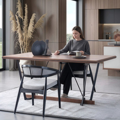 Dining room table wooden table dining table table dining room brown wood 180 cm