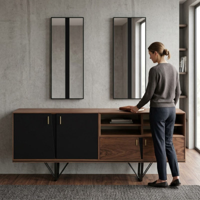 Wooden cabinet dresser sideboard cupboard sideboard brown wood dining room