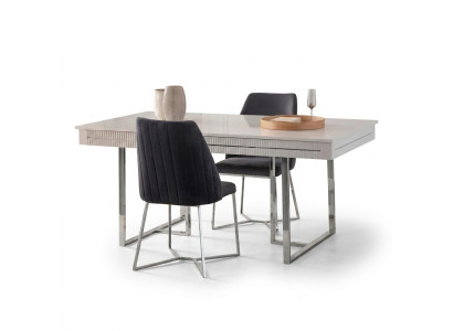 Modern dining table extendable wood white