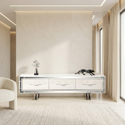 Sideboard TV Stand Wall Panel White RTV Lowboard Modern Living Room Wall Unit