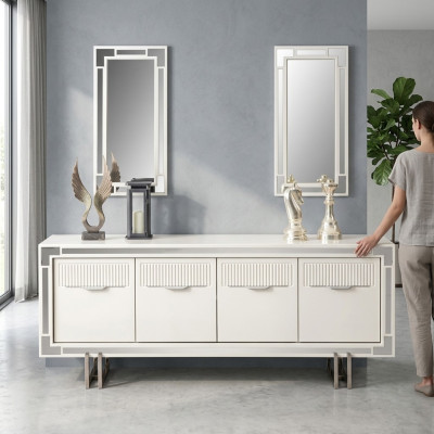 Sideboard white cabinet dresser wooden cabinet wood dining room