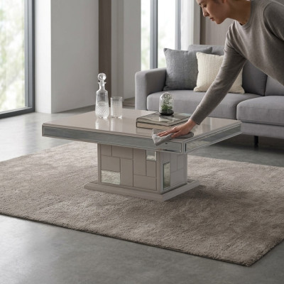 Luxury coffee table, side table, wooden white table.