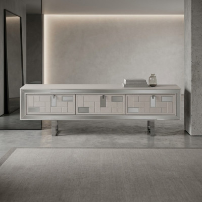 Sideboard TV Stand RTV Lowboard Wall Unit Wood White Furniture Living Room