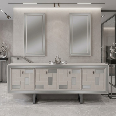 White buffet sideboard cabinet chest wooden cabinet wood dining room