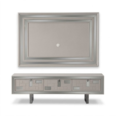 Living room wall unit, sideboard, TV stand, wall panel, white, RTV lowboard, modern