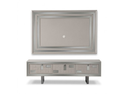 Living room wall unit, sideboard, TV stand, wall panel, white, RTV lowboard, modern