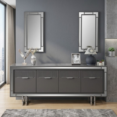 Wooden cupboard sideboard gray cabinet chest of drawers wood dining room