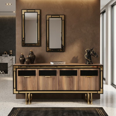 Wooden Cabinet Sideboard Brown Wardrobe Dresser Wood Dining Room
