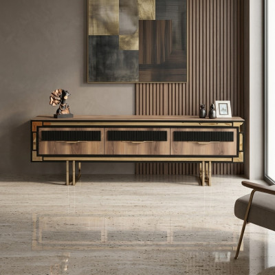Living room sideboard TV stand RTV lowboard wall unit wood brown furniture