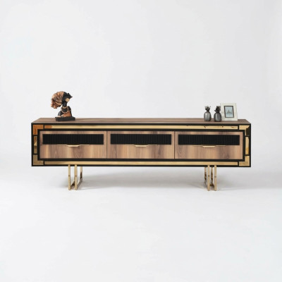 Living room sideboard TV stand RTV lowboard wall unit wood brown furniture