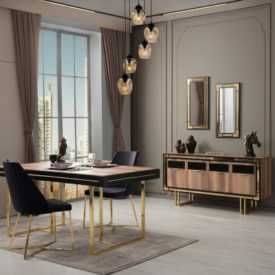 Dining room furniture dining table brown 2-piece sideboard dining room table wood table