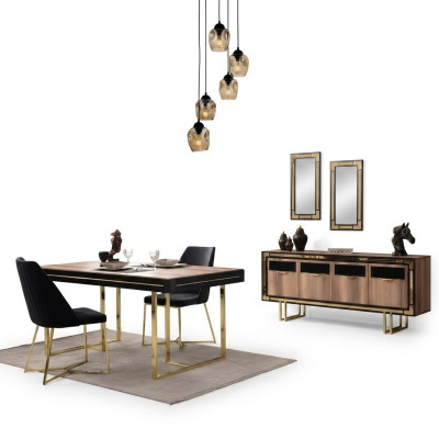 Dining room furniture dining table brown 2-piece sideboard dining room table wood table