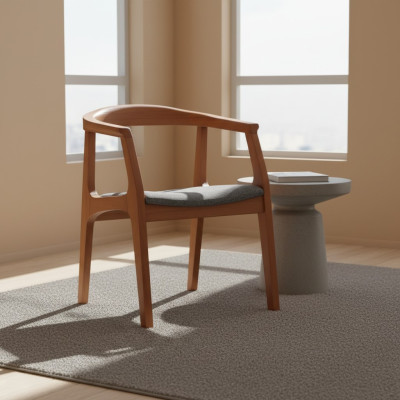 Wooden chair, kitchen chair, dining room chair with armrests, brown wood furniture