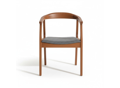Wooden chair, kitchen chair, dining room chair with armrests, brown wood furniture