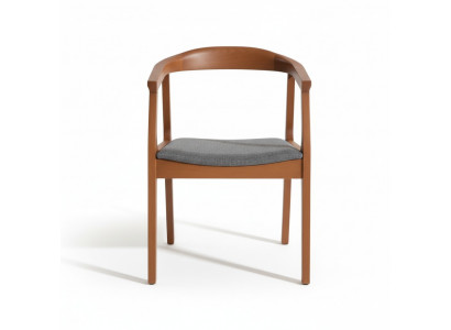 Wooden chair, kitchen chair, dining room chair with armrests, brown wood furniture