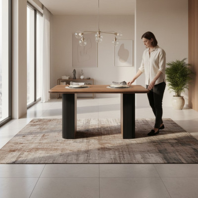 Wooden Table Dining Table Dining Room Table 140 cm Table Wood Brown Dining Room