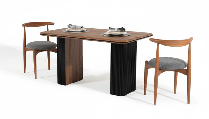 Classic Dining Set Dining Room Dining Table Chairs 3 pcs Brown