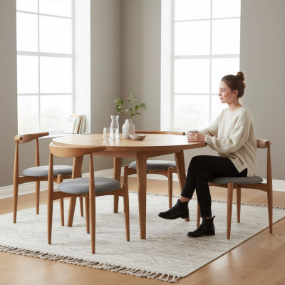 Set of kitchen chairs, dining room chairs, wooden chairs, 4-piece set, chairs brown