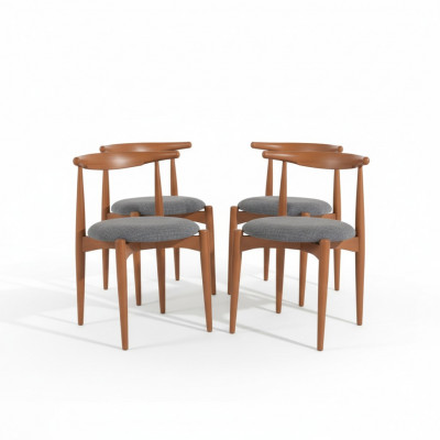 Set of kitchen chairs, dining room chairs, wooden chairs, 4-piece set, chairs brown