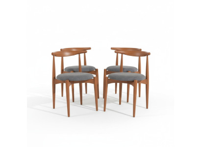 Set of kitchen chairs, dining room chairs, wooden chairs, 4-piece set, chairs brown