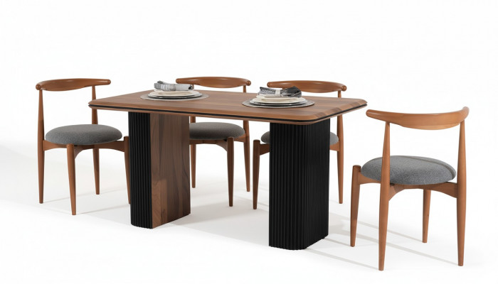 Dining room set dining group dining table chairs 5 pieces brown classic